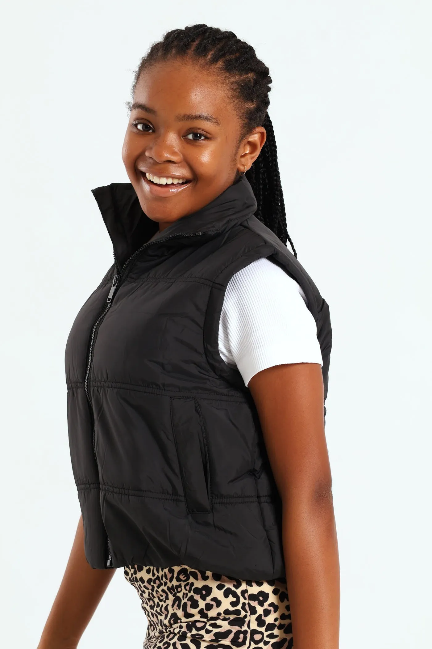 Girls Gillet Puffer Jacket - Black sold by Edgars product image thumbnail 3