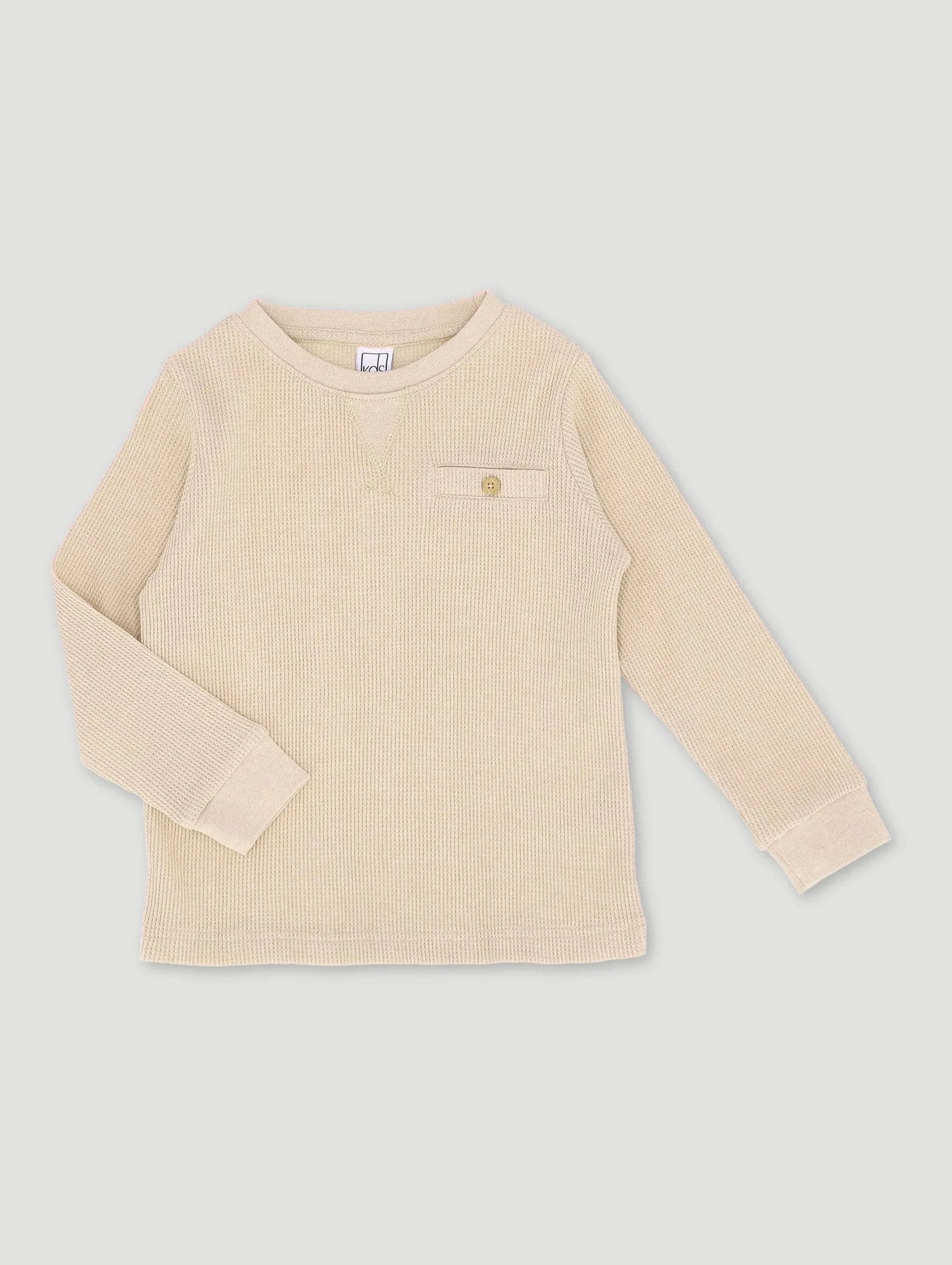 Pre-Boys Long Sleeve Waffle Tee - Stone sold by Edgars