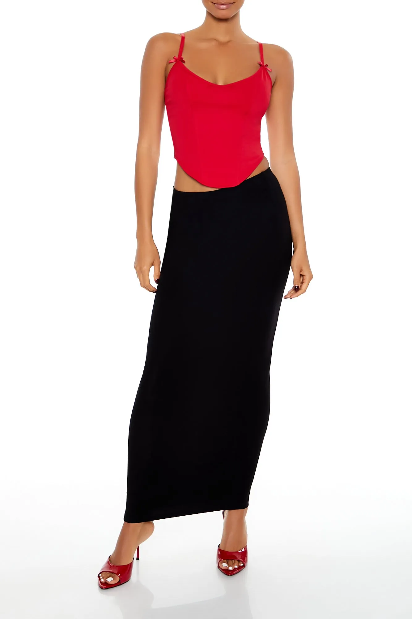 Curved Hem Sleeveless Bustier Top - Red sold by Edgars product image thumbnail 5