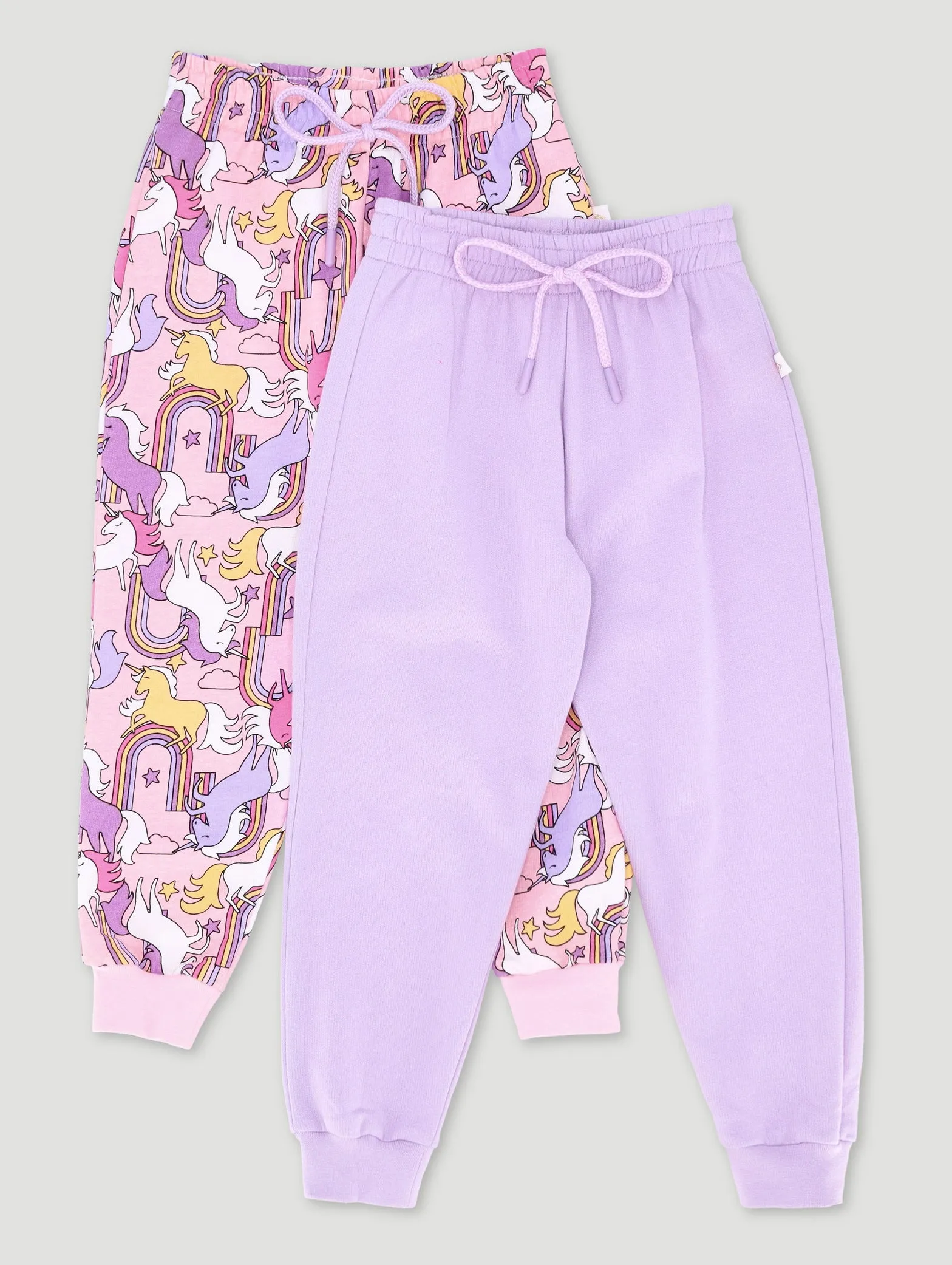 Pre-Girls 2 Pack Print & Plain Unicorn Jogger - Pink sold by Edgars