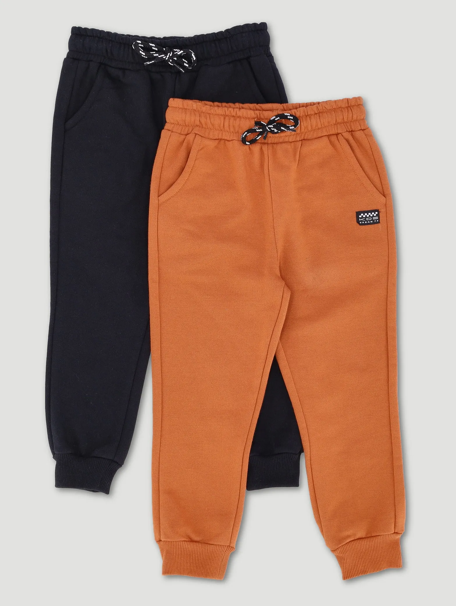 Pre-Boys 2 Pack Fleece Jogger - Rust/Black sold by Edgars