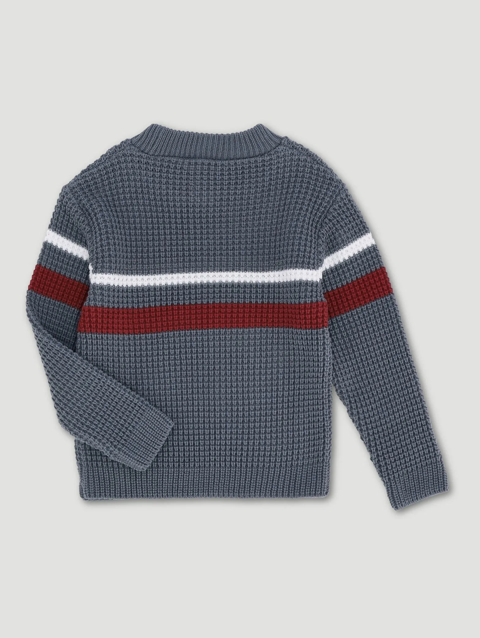 Pre-Boys Waffle Stripe Crew Top - Charcoal sold by Edgars product image thumbnail 2