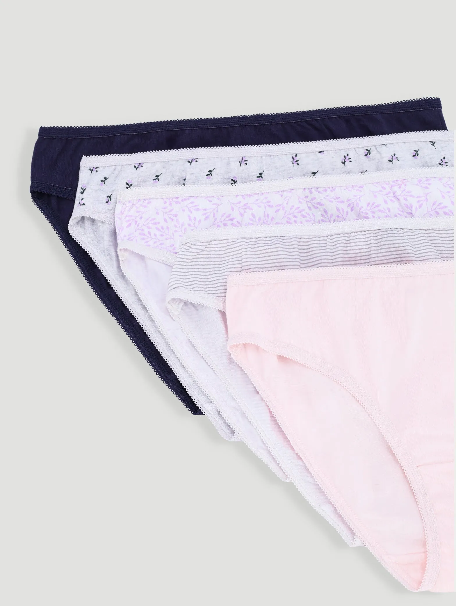 5 Pack Cotton Stretch Bikini Panties - Pink Leaf/Navy/Grey Leaf sold by Edgars product image thumbnail 2
