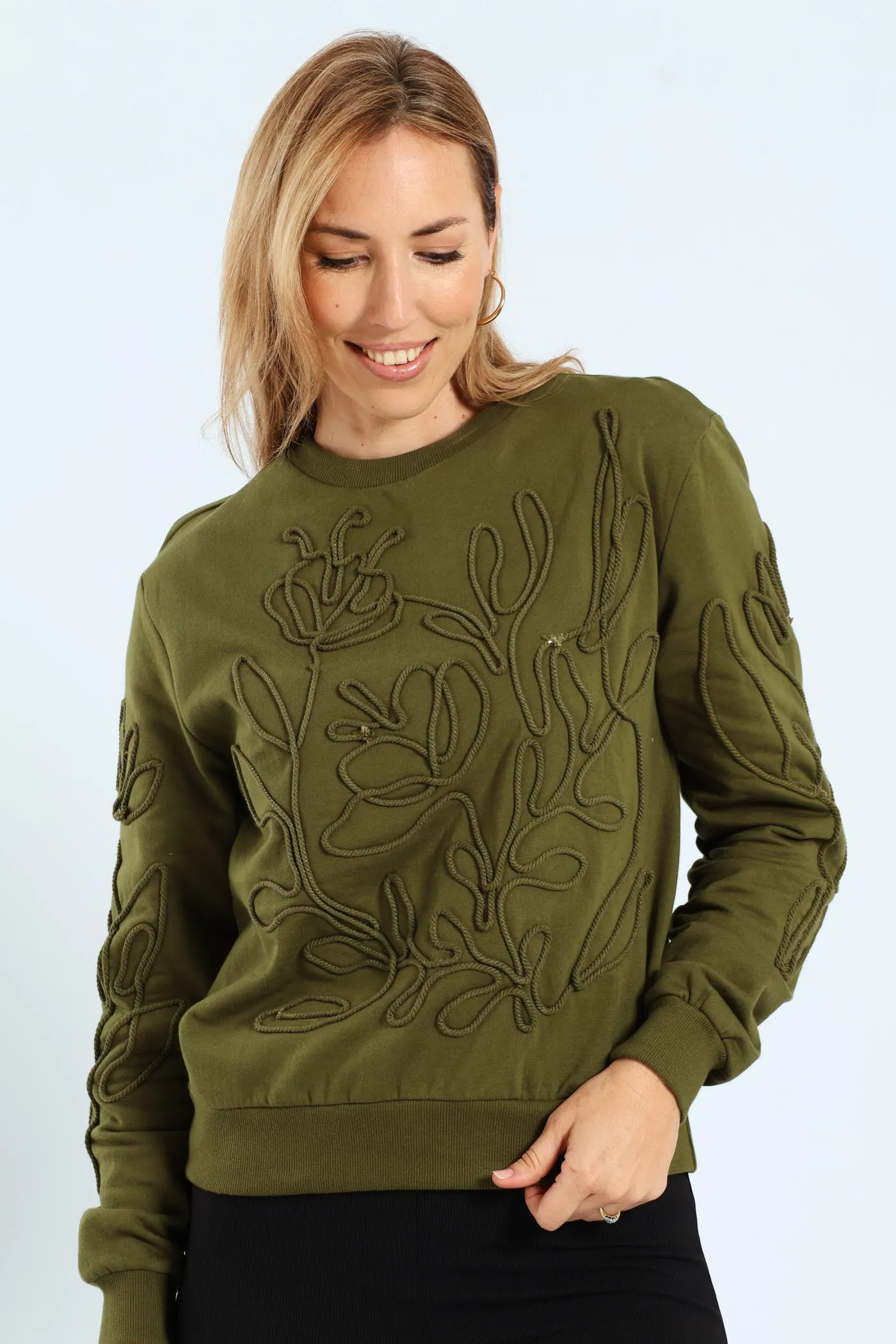 Long Sleeve Foliage Cornelli Fleece Pullover - Fatigue sold by Edgars