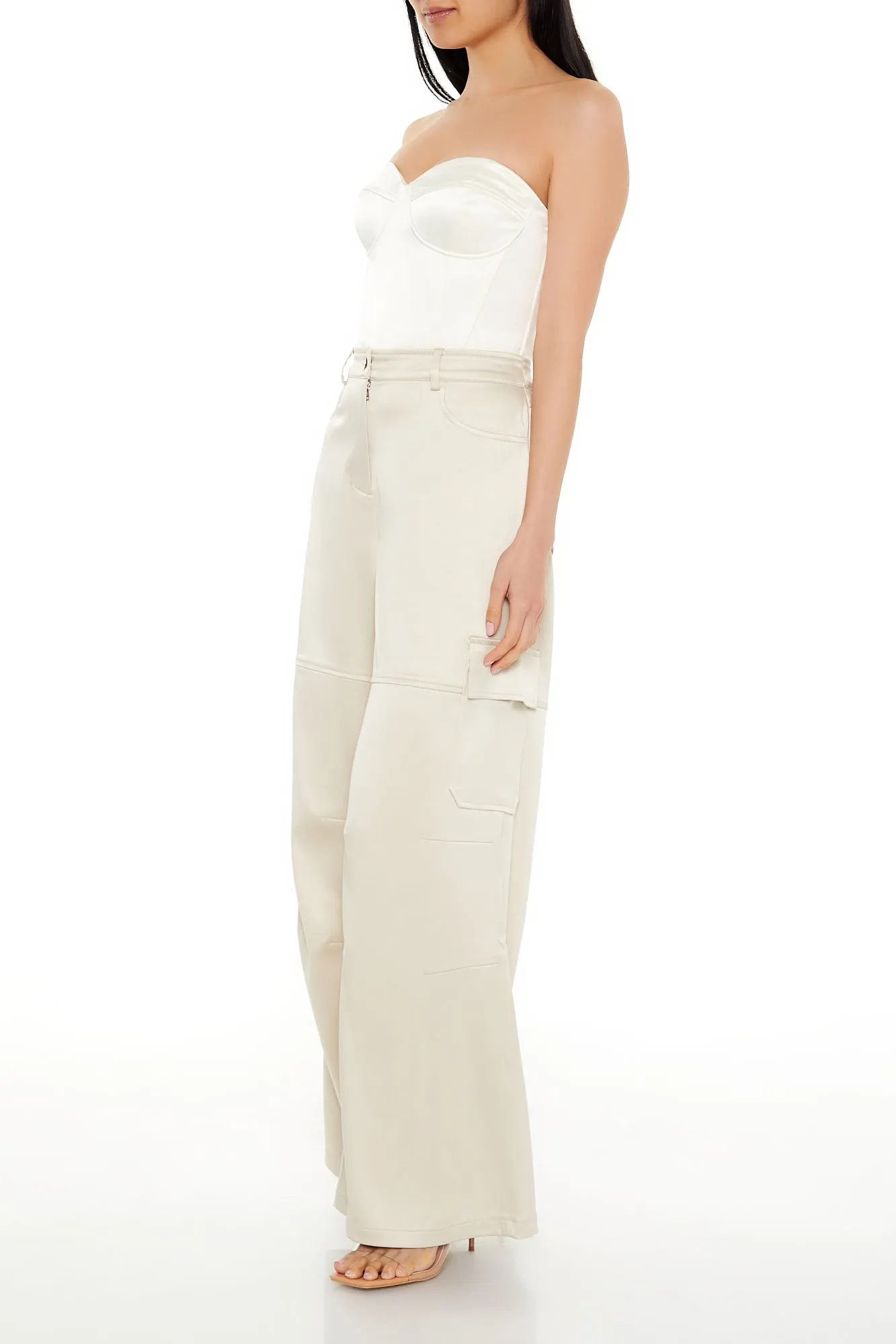 Wideleg Satin Cargo Pant - Champagne sold by Edgars product image thumbnail 4