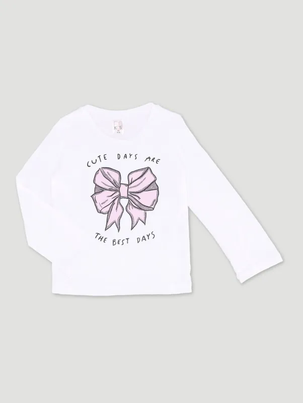 Pre-Girls Long Sleeve Tee - White sold by Edgars