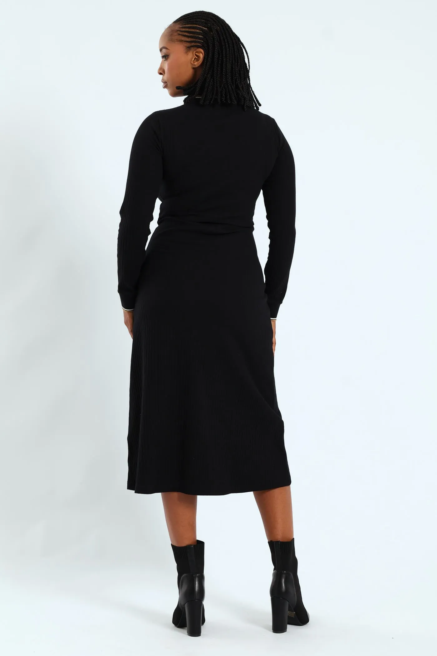 Zoe Long Sleeve Rib Fitted Dress - Black sold by Edgars product image thumbnail 4