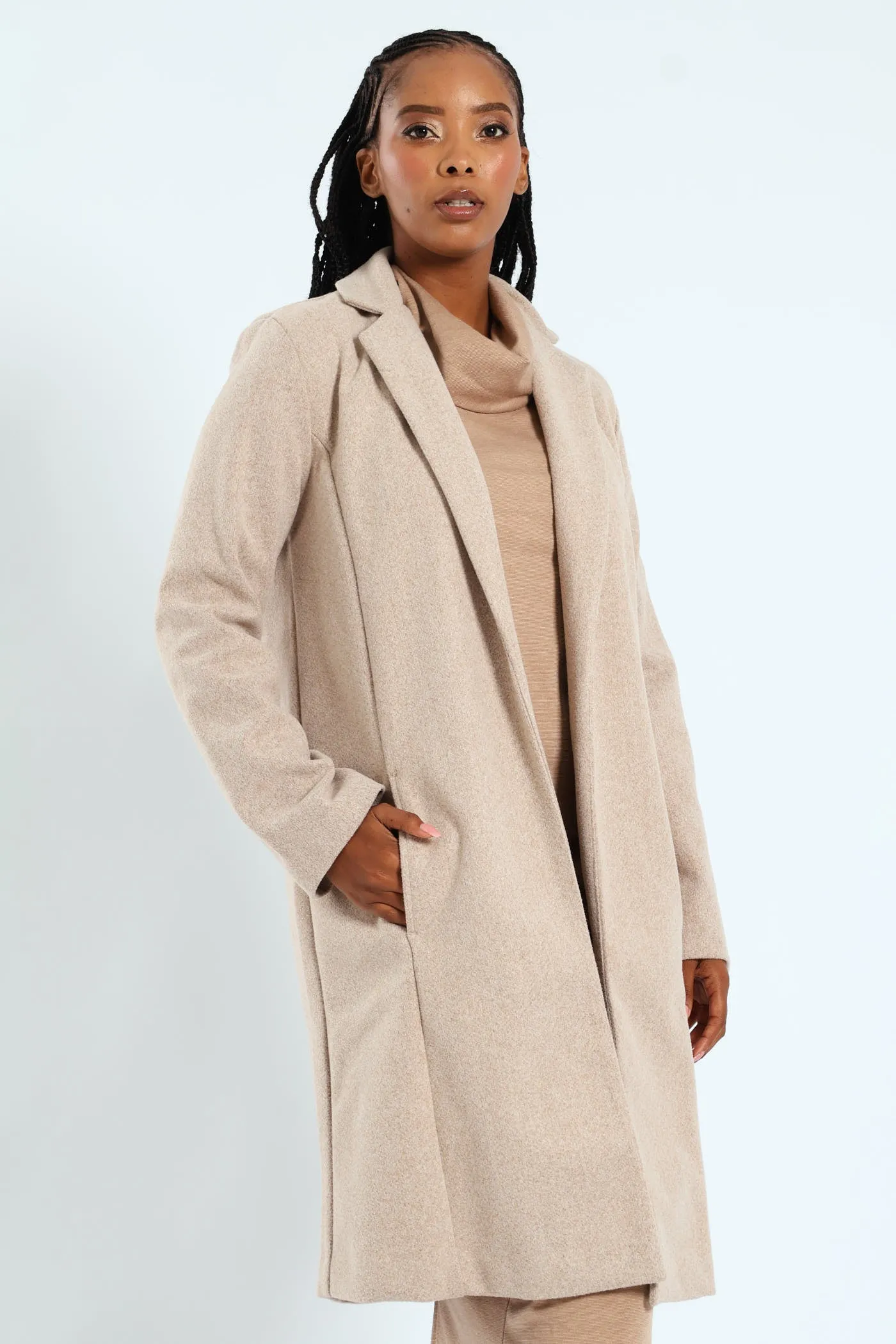 Basic Panelled Coat - Oatmeal sold by Edgars