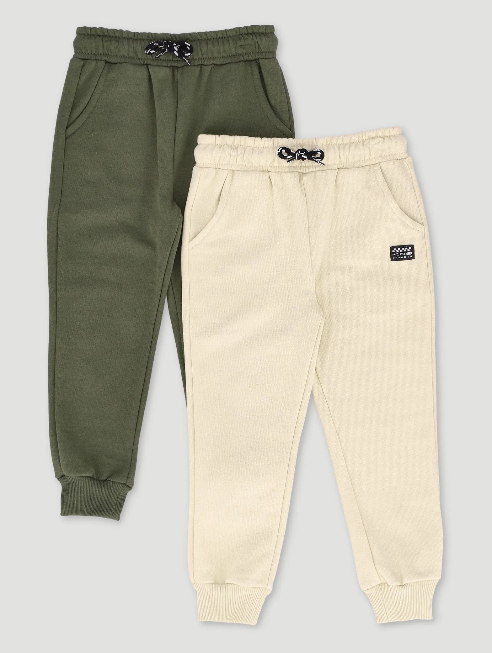 Pre-Boys 2 Pack Fleece Jogger - Olive/Stone sold by Edgars