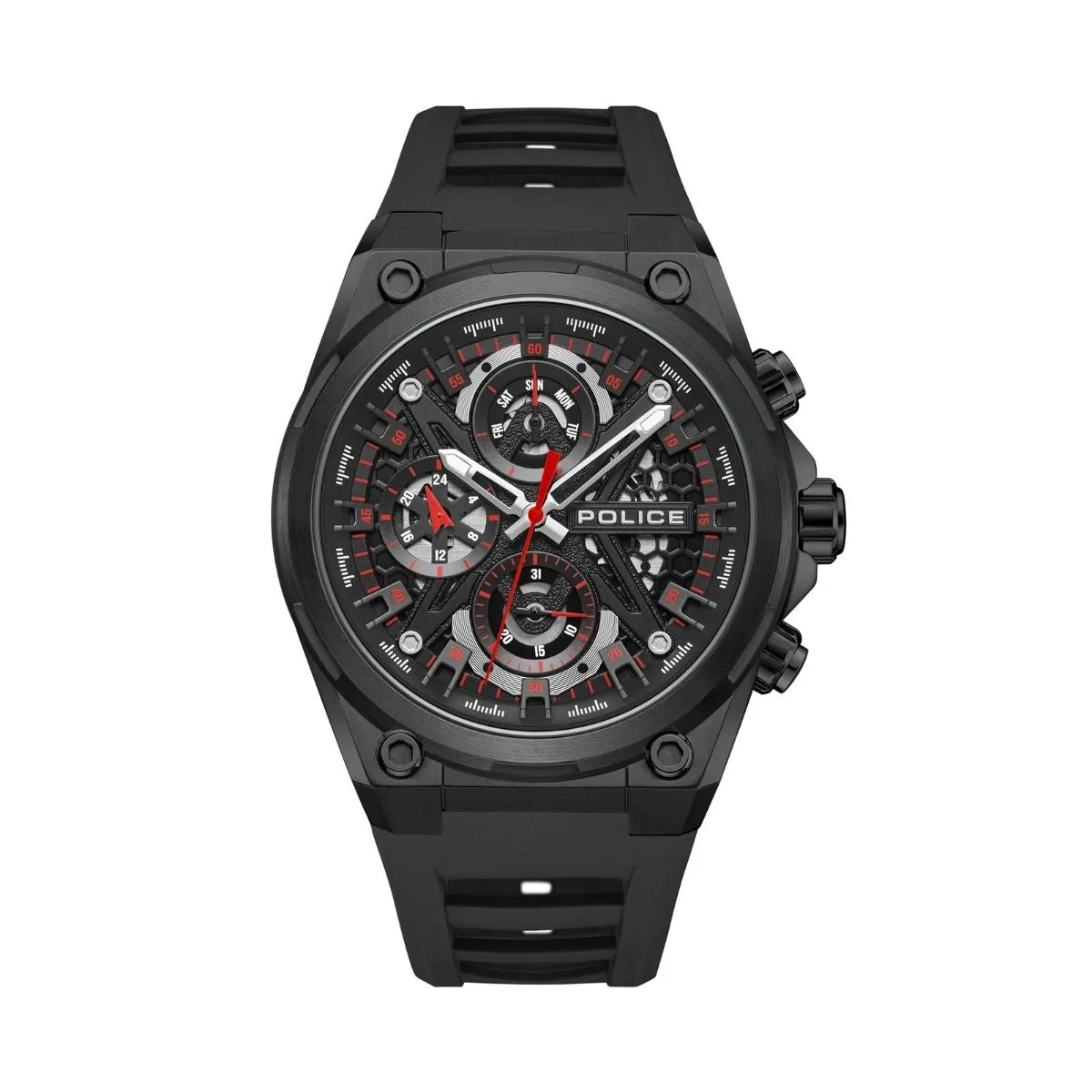 Black Case Black Dial Watch With Black Silicone Strap sold by Edgars