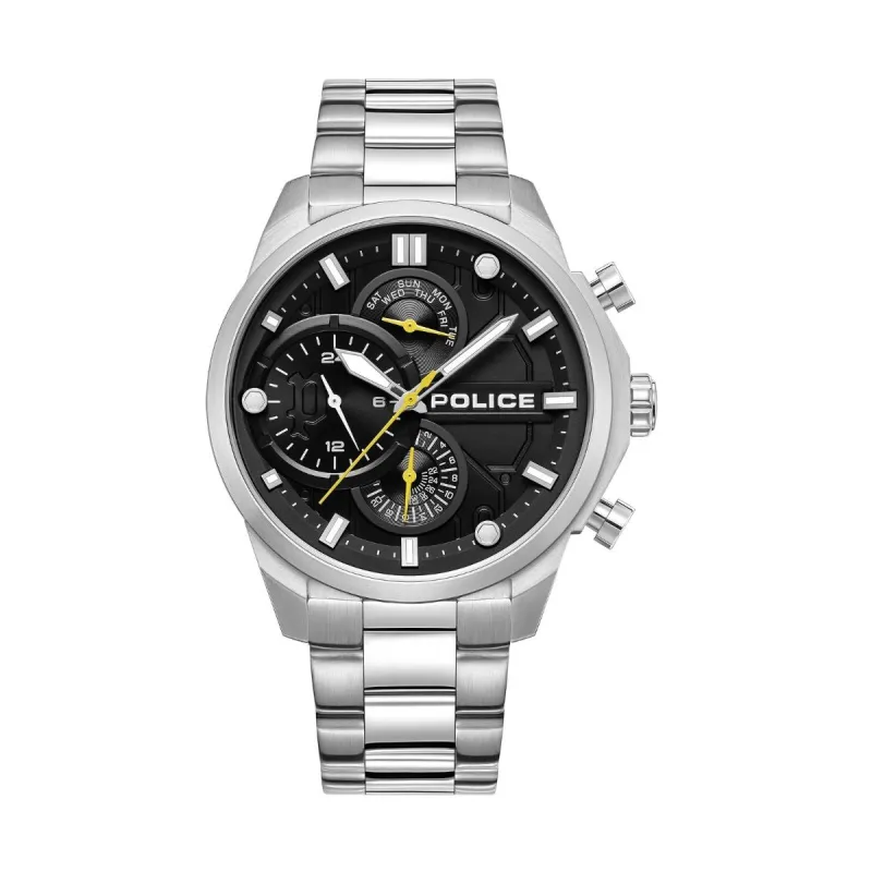 Stainless Steel Case With Black Dial & Steel Bracelet Strap Watch - Silver sold by Edgars