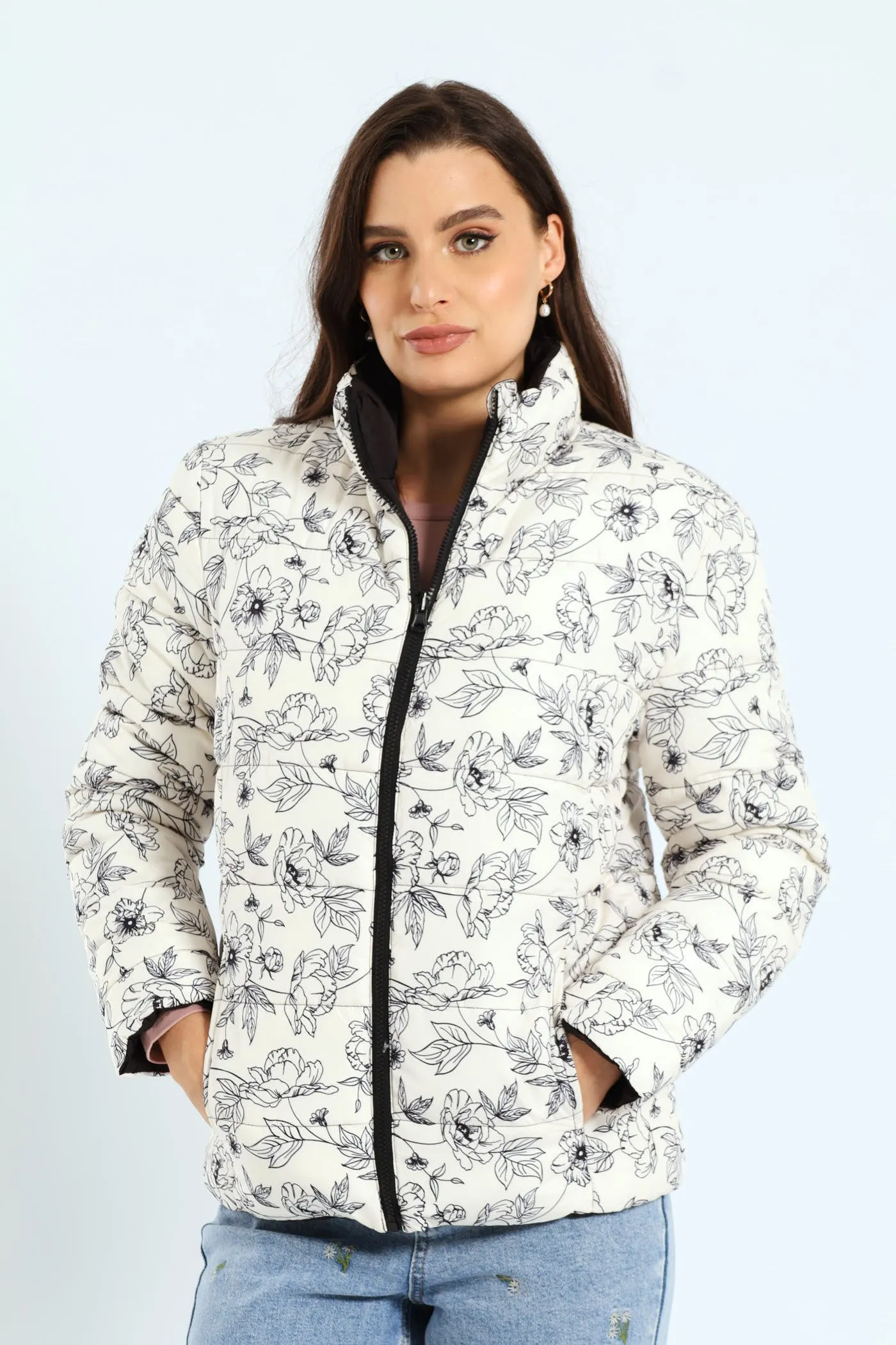 Reversible Puffer Jacket - Black/White sold by Edgars