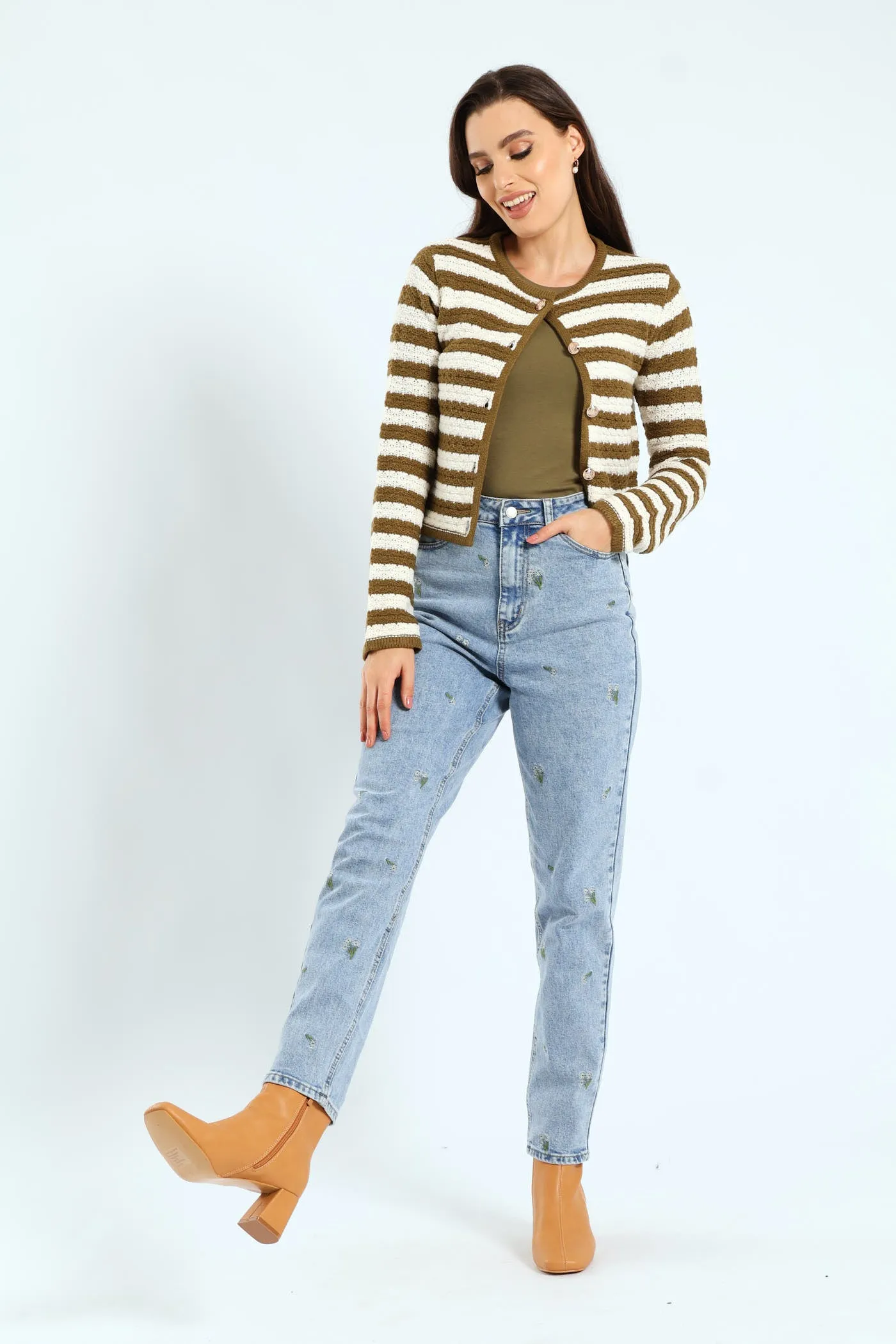 Floral Embroidered Mom Jean - Salty Light Wash sold by Edgars product image thumbnail 3