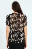 Button Sleeve Monochrome Blouse - Black/Cream sold by Edgars 