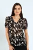 Button Sleeve Monochrome Blouse - Black/Cream sold by Edgars 