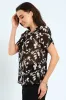 Button Sleeve Monochrome Blouse - Black/Cream sold by Edgars 