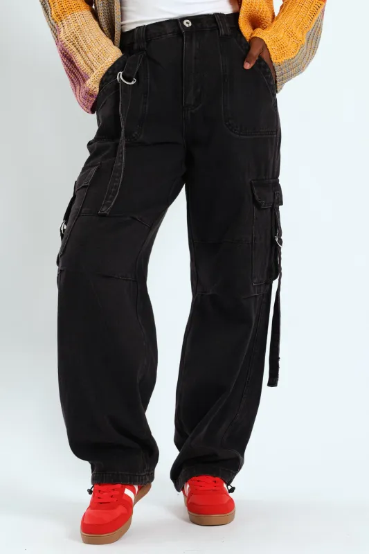 Strap Cargo Jean - Black Rinse Wash sold by Edgars