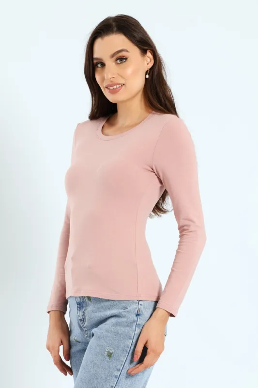 Cotton Lycra Crew Top - Mauve sold by Edgars 