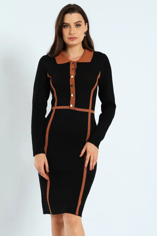 Preppy Panelled Knitwear Dress sold by Edgars