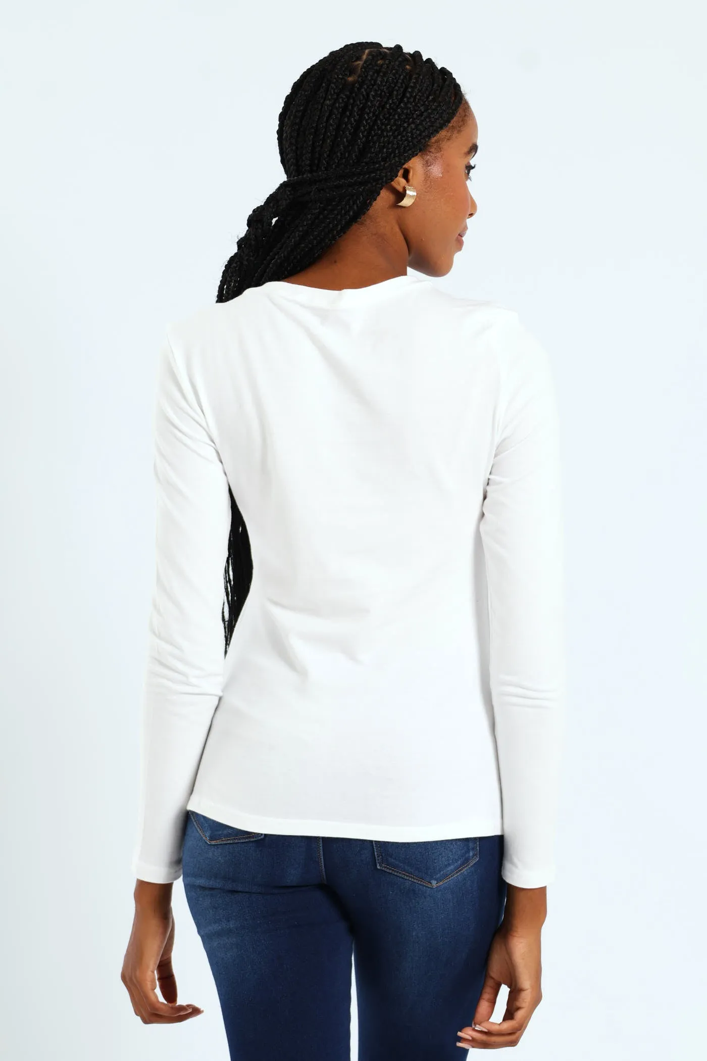 Long Sleeve Cotton Lycra Crew Top - White sold by Edgars product image thumbnail 2