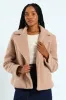 Oversized Boucle Double Breasted Jacket - Latte sold by Edgars