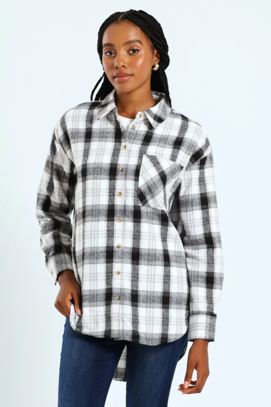 Check Flannel Shacket - Black/Grey sold by Edgars