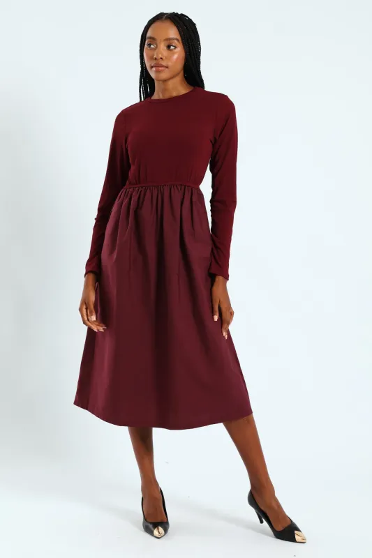 Long Sleeve Rib Combo Midi Dress sold by Edgars