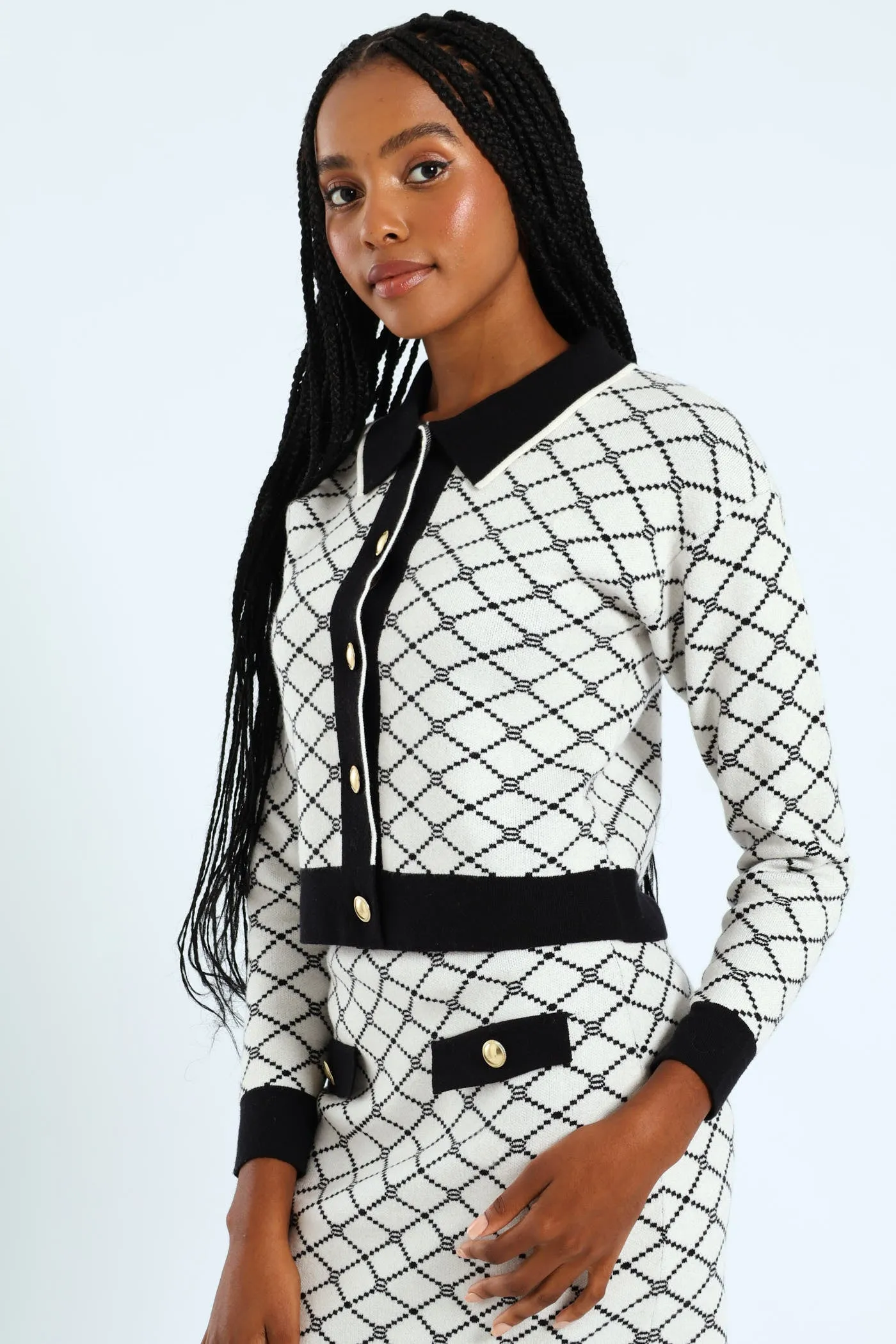 Contrast Tipped Styled Cardigan - Cream sold by Edgars product image thumbnail 3