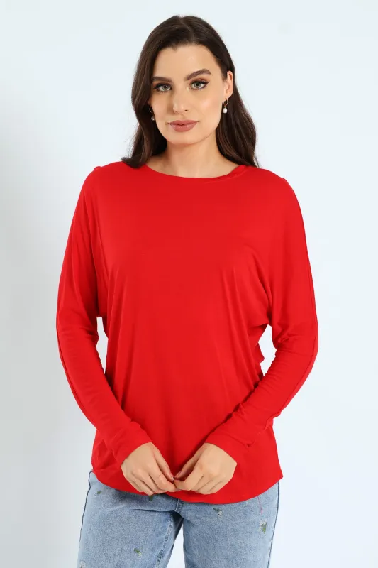 Dolman Sleeve Viscose Top - Red sold by Edgars