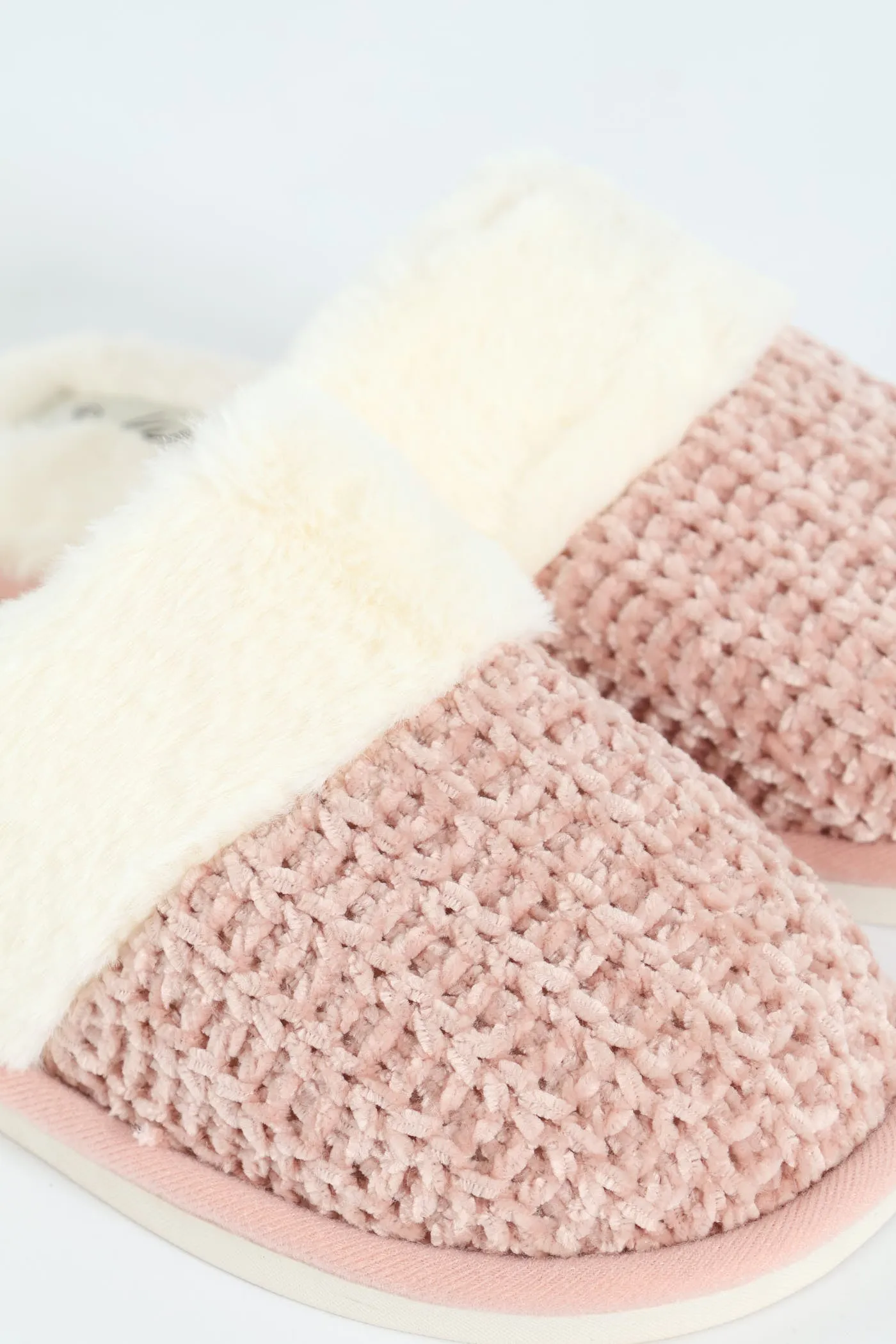 Chenille Closed Toe Slipper With Fur Topline - Blush sold by Edgars product image thumbnail 2