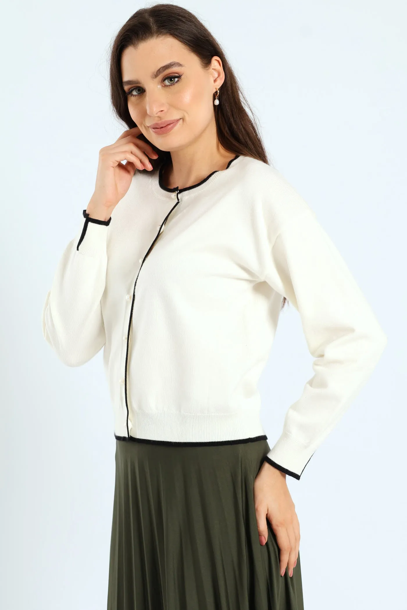 Pearl Detail Cardigan - Cream sold by Edgars