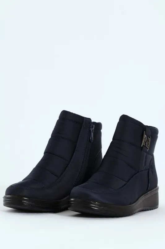 Christelle 2 Panelled Nylon Ankle Boot - Navy sold by Edgars