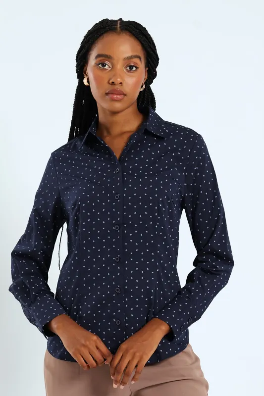 Classic Formal Geo Shirt - Navy/Blue sold by Edgars