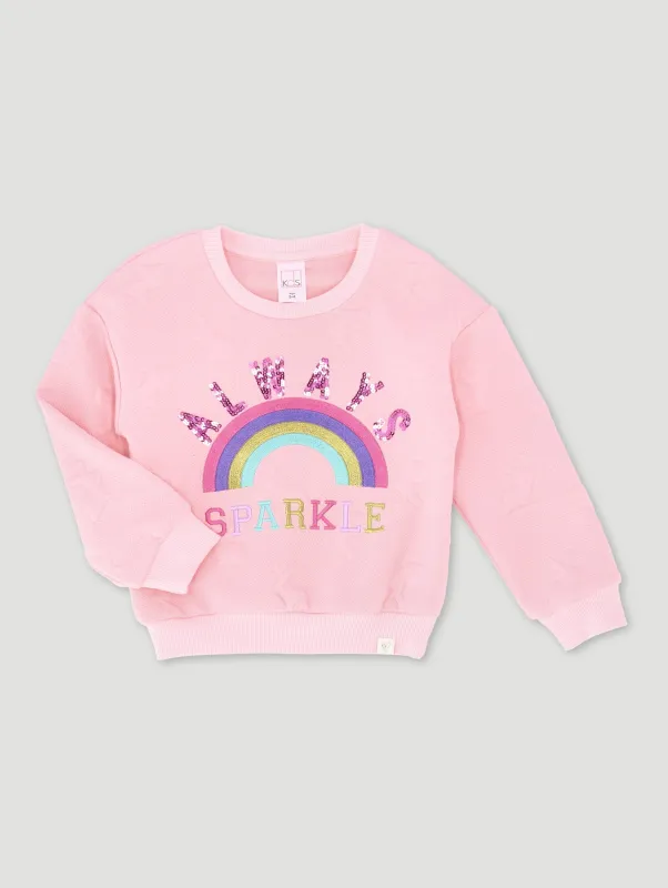 Pre-Girls Emboss Bunny Sequin Applique Tracktop - Pink sold by Edgars