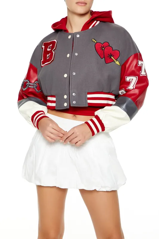 Croppped Varsity Jacket - Grey sold by Edgars 