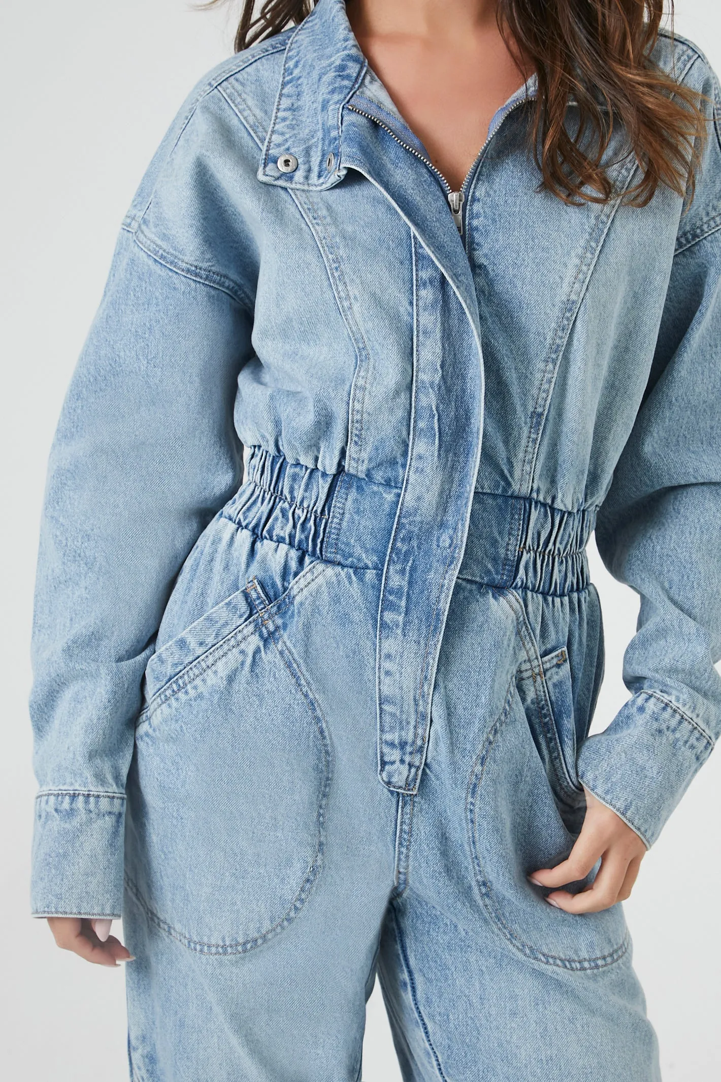 Long Sleeve Denim Jumpsuit - Mid Blue sold by Edgars product image thumbnail 2