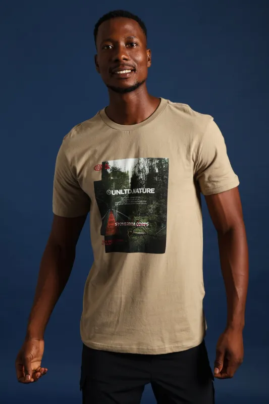 Forest Trail Bridge Photo Tee - Taupe sold by Edgars
