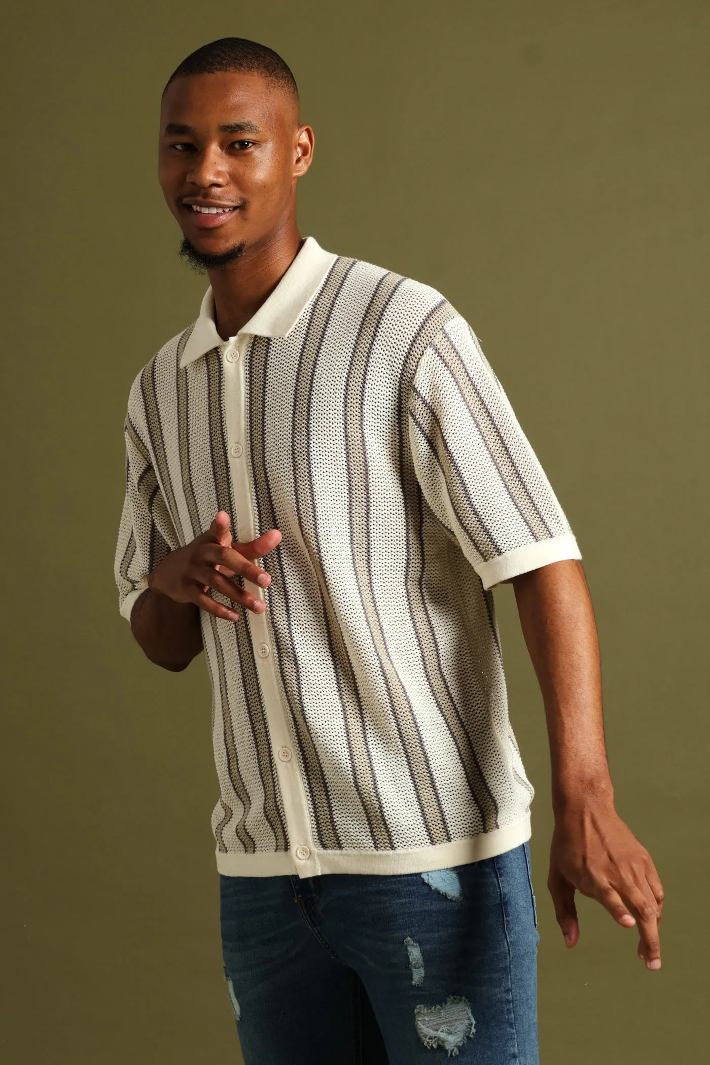 Crochet Shirt - Stone sold by Edgars