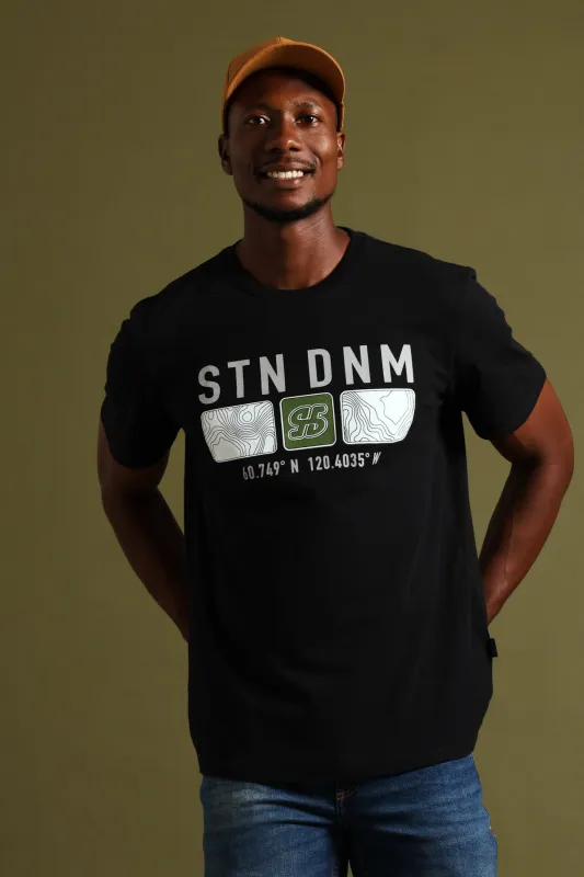 Topographic Block Print Tee - Black made by Edgars