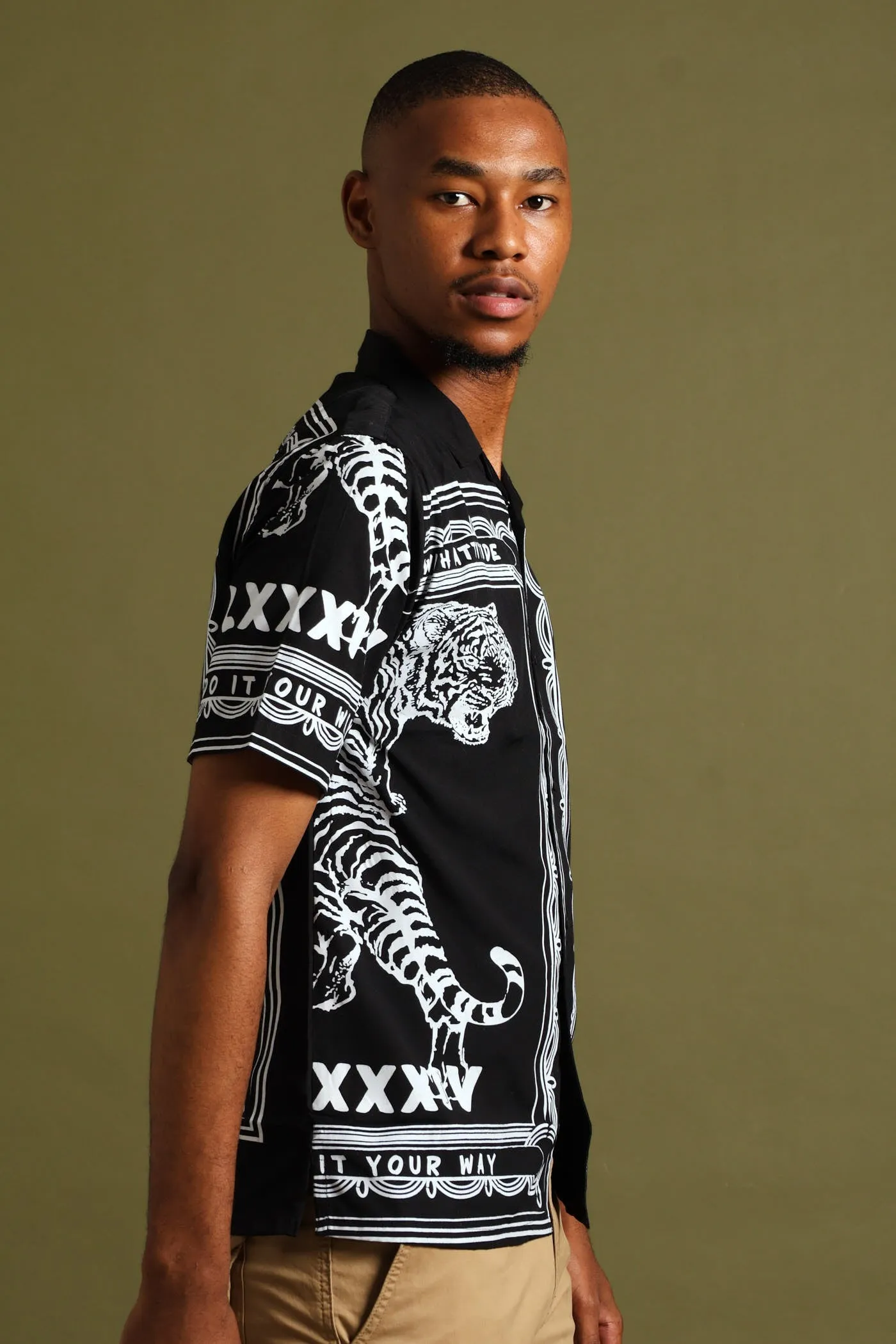 Tiger Block Print Shirt - Black sold by Edgars product image thumbnail 3