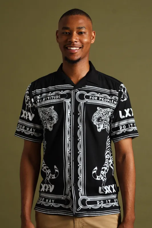 Tiger Block Print Shirt - Black sold by Edgars