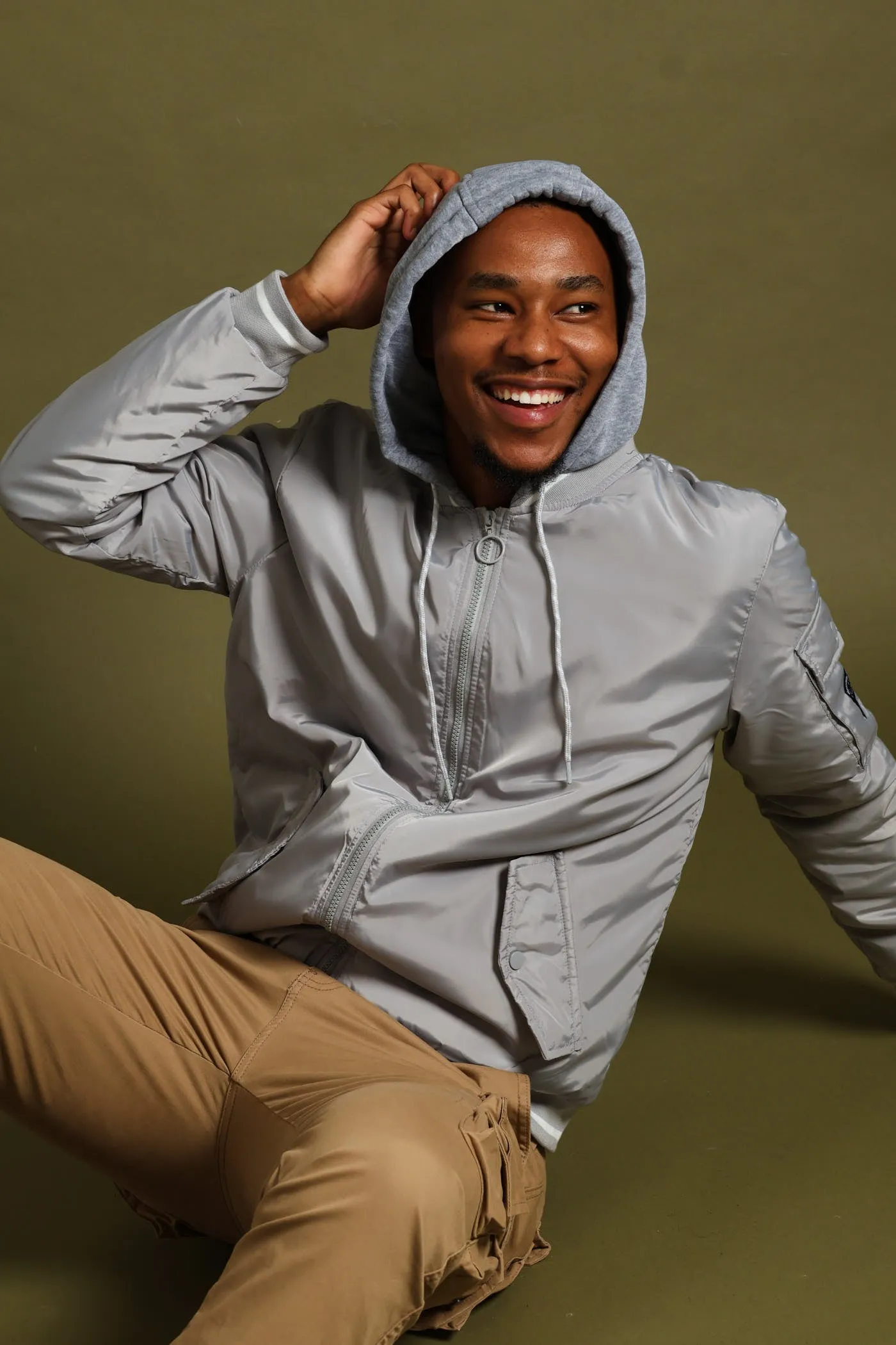 Knit Hood Bomber Jacket - Grey sold by Edgars product image thumbnail 5