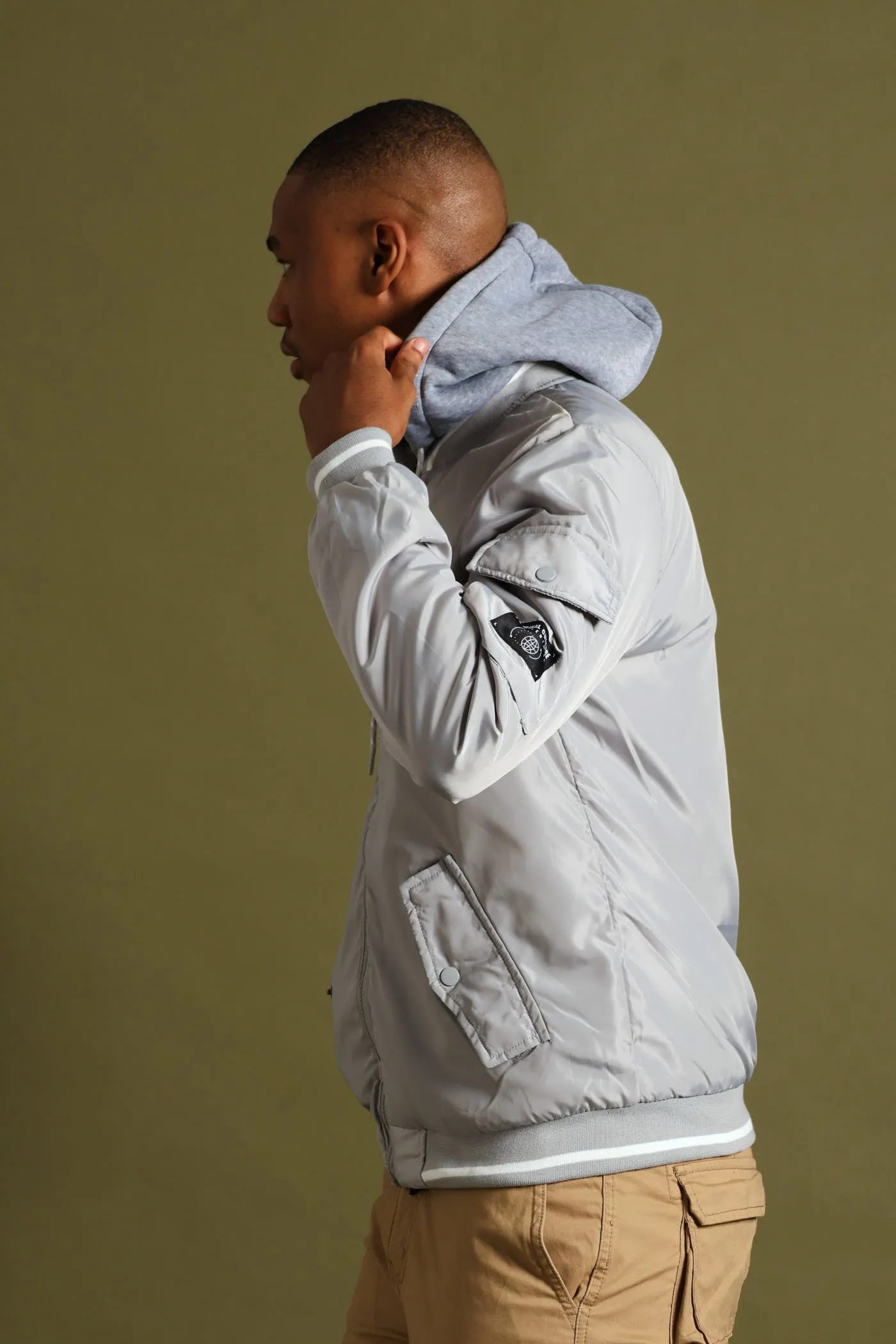 Knit Hood Bomber Jacket - Grey sold by Edgars product image thumbnail 4