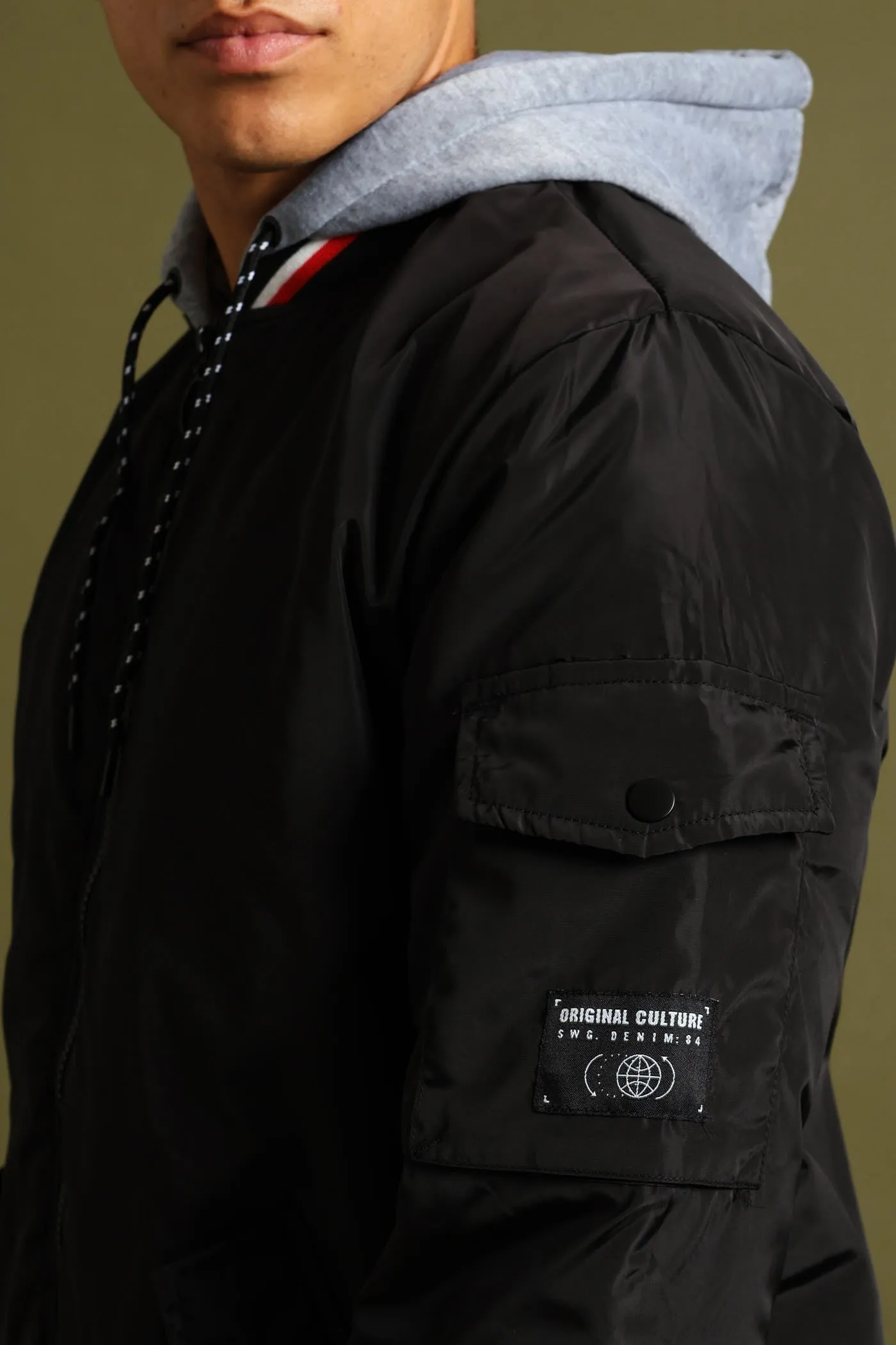 Knit Hood Bomber Jacket - Black sold by Edgars product image thumbnail 4