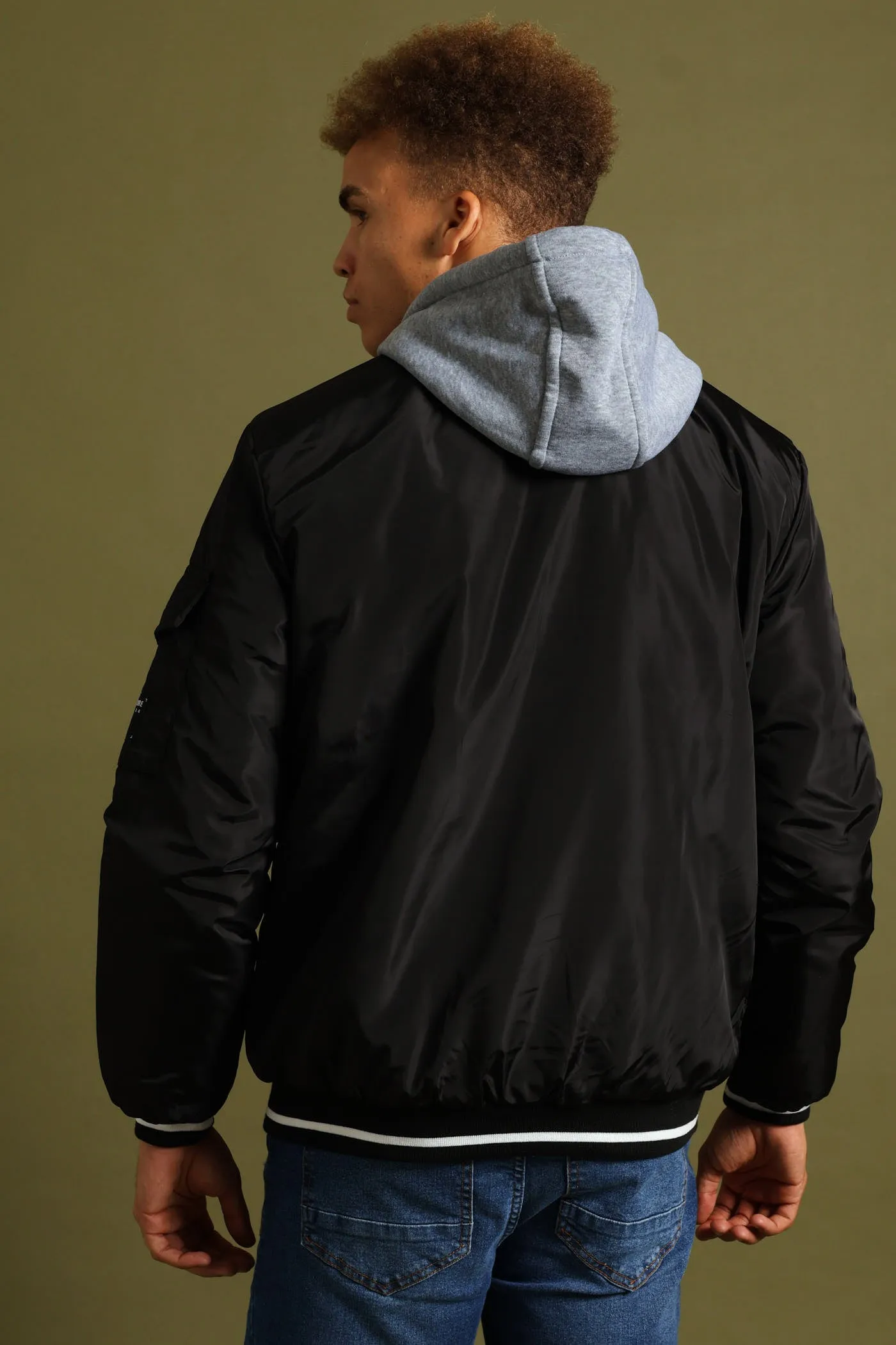 Knit Hood Bomber Jacket - Black sold by Edgars product image thumbnail 2