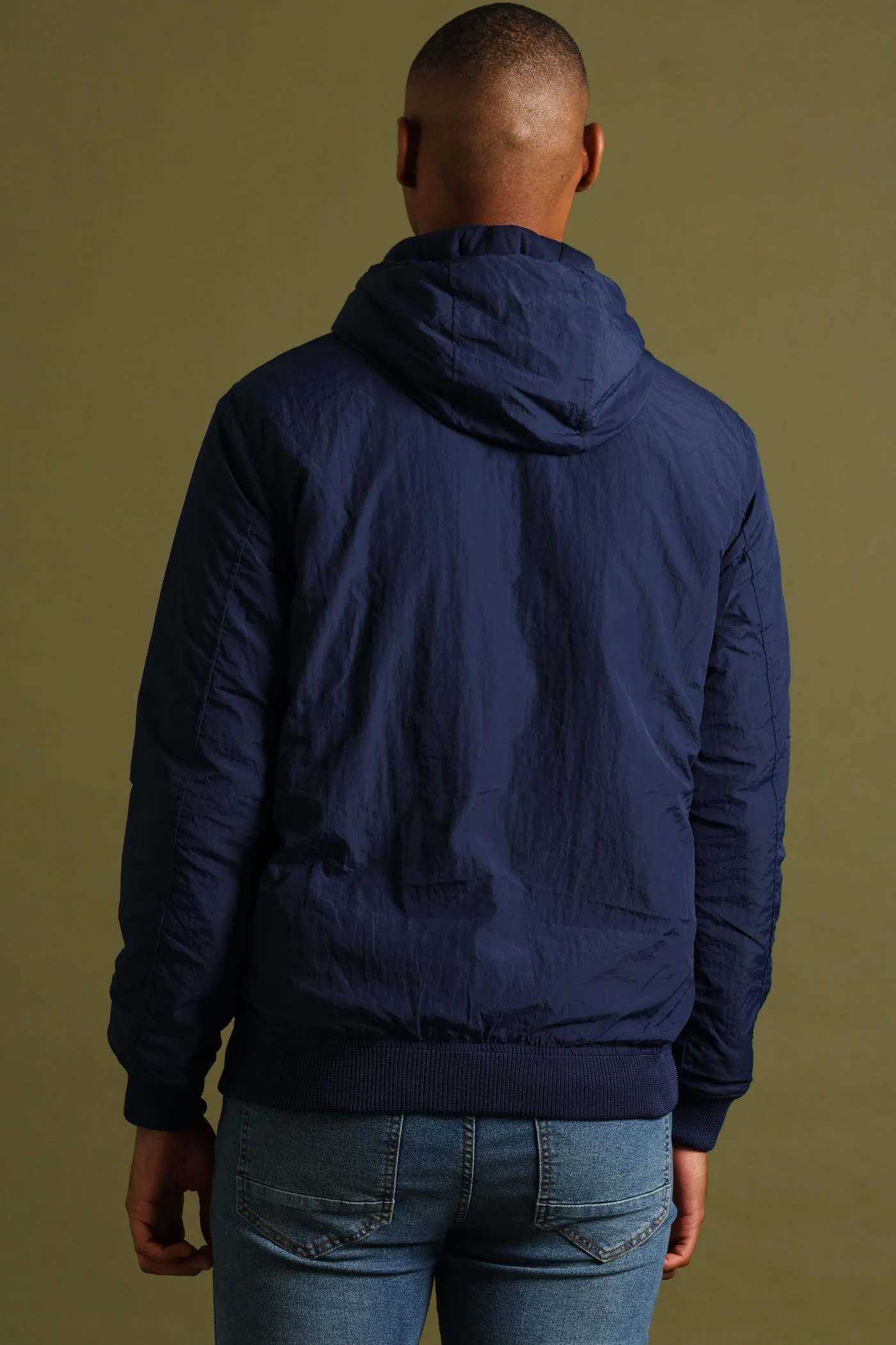 Basic Hood Crinkle Bomber Jacket - Navy sold by Edgars product image thumbnail 4