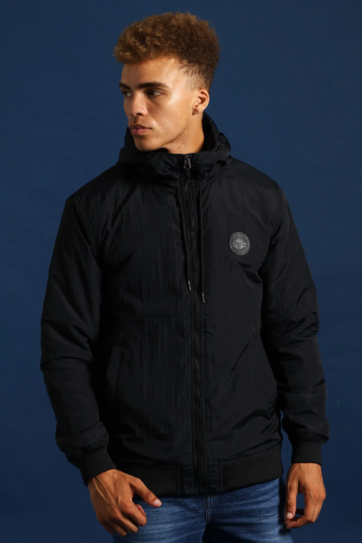 Basic Hood Crinkle Bomber Jacket - Black sold by Edgars product image thumbnail 4