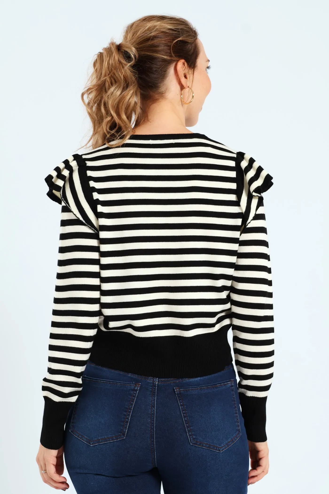Frill Sleeve Striped Pullover - Black/White sold by Edgars product image thumbnail 3