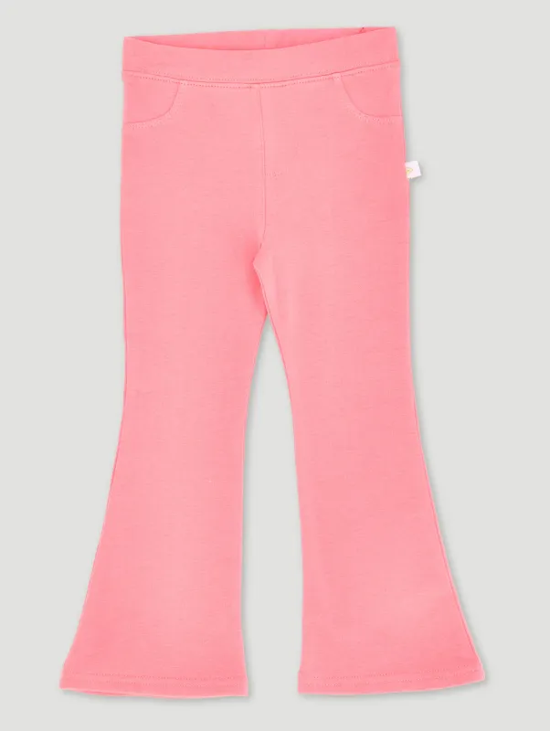 Pre-Girls Brushed Fleece Flare Leg Plain Pants - Pink sold by Edgars