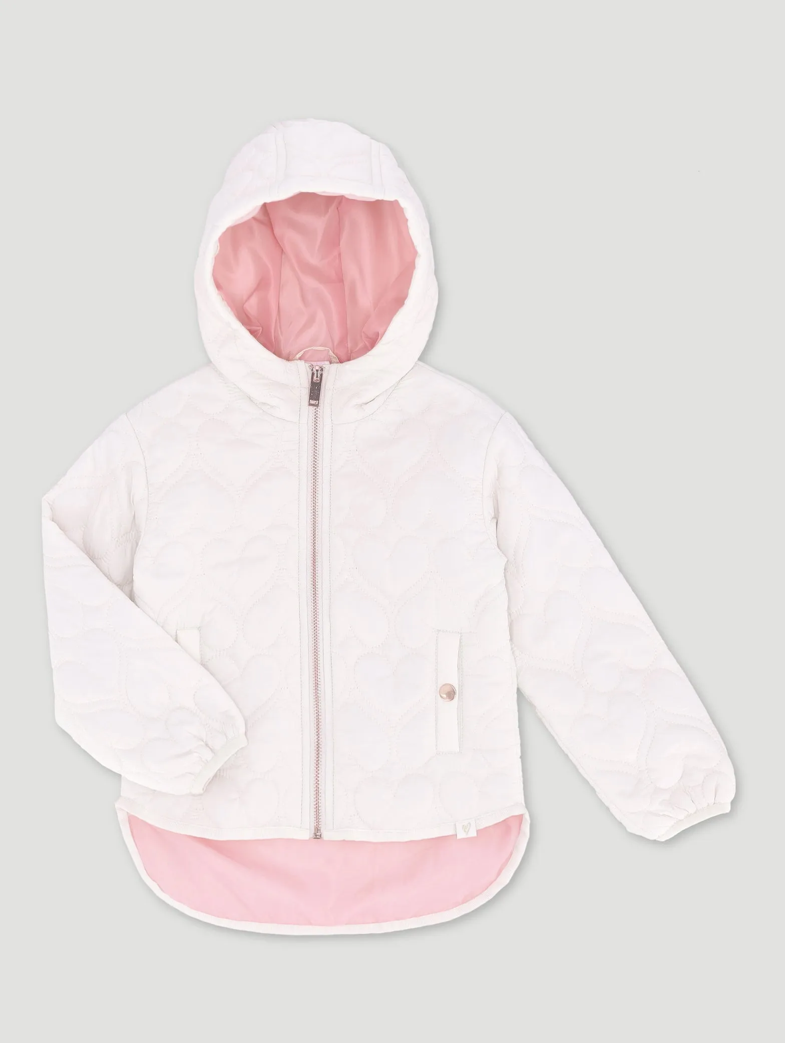 Pre-Girls Hooded Heart Quilted Puffer - Cream sold by Edgars